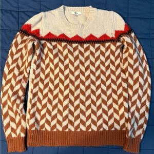 Madewell Chevron Sweater - Cream, Red, and Brown (fits snugly)